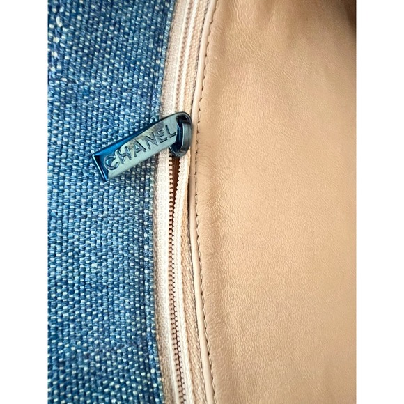 CHANEL Chocolate Bar Hand‎ Ladies Hand Bag 6th Series Denim Blue Vintage - Picture 9 of 12